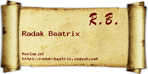 Radak Beatrix névjegykártya